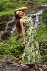 Rubik Halter Neck Maxi Dress