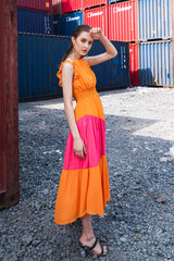 Halter Neck Ruffle Maxi Dress