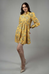 Floral Collar Midi Shirt Dress