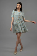 Floral Collar Midi Shirt Dress