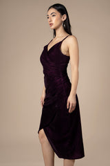 Spaghetti Dual Tone Velvet Midi Dress For Women