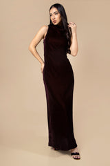 Highneck Bodycon Velvet Maxi Dress For Women