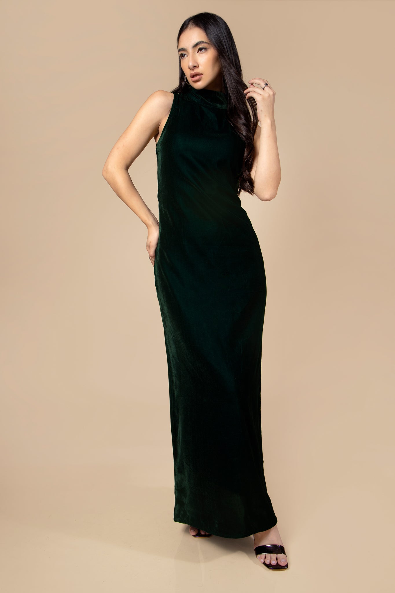 Highneck Bodycon Velvet Maxi Dress For Women Highneck Bodycon Velvet Maxi Dress For Women