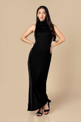 Highneck Bodycon Velvet Maxi Dress For Women