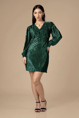 Emerald Imported Velvet Midi Dress For Women
