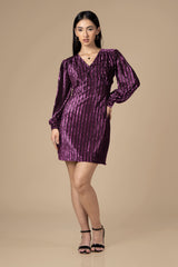 Grape Imported Velvet Midi Dress For Women
