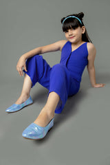 Plain Strappy V Nack Jumpsuit For Girls