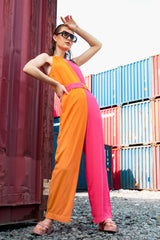 Halter Neck Tie Up Belt Jumpsuit