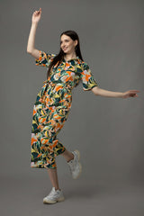 Floral Front Tie Knot Jumpsuit