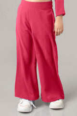 Pink Wide Leg Flared Trouser For Girls