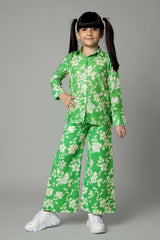 Floral Shirt and Bottom Co-Ord Set For Girls