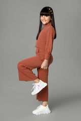 Flared Bottom High Neck Top Co-Ord Set For Girls