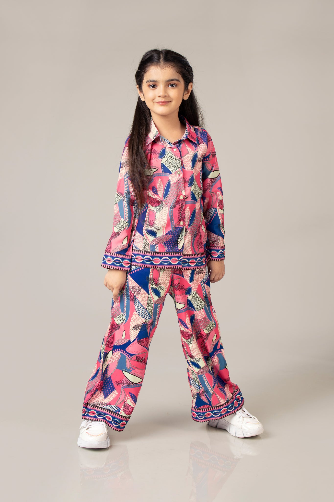 Abstract Regular Fit Co-Ord Set For Girls