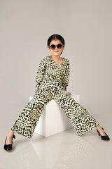Raven Leopard Print Twisted Knot Co-ord Set For Girls