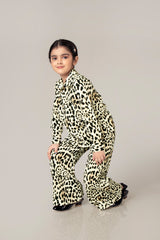 Leopard Print Shirt Bottom Co-ord Set For Girls
