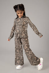Mirfin Snake Print Co-ord Set For Girls