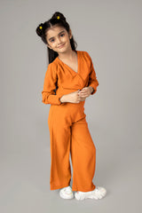 Orange Twisted Knot Co-ord Set For Girls