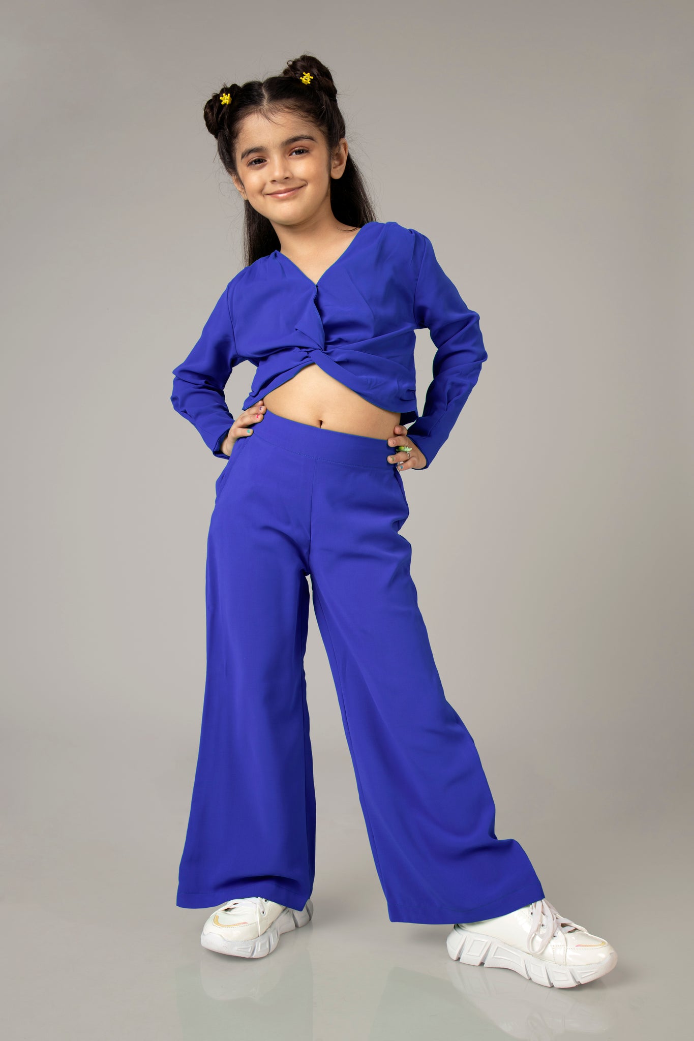 Royal Blue Twisted Knot Co-ord Set For Girls