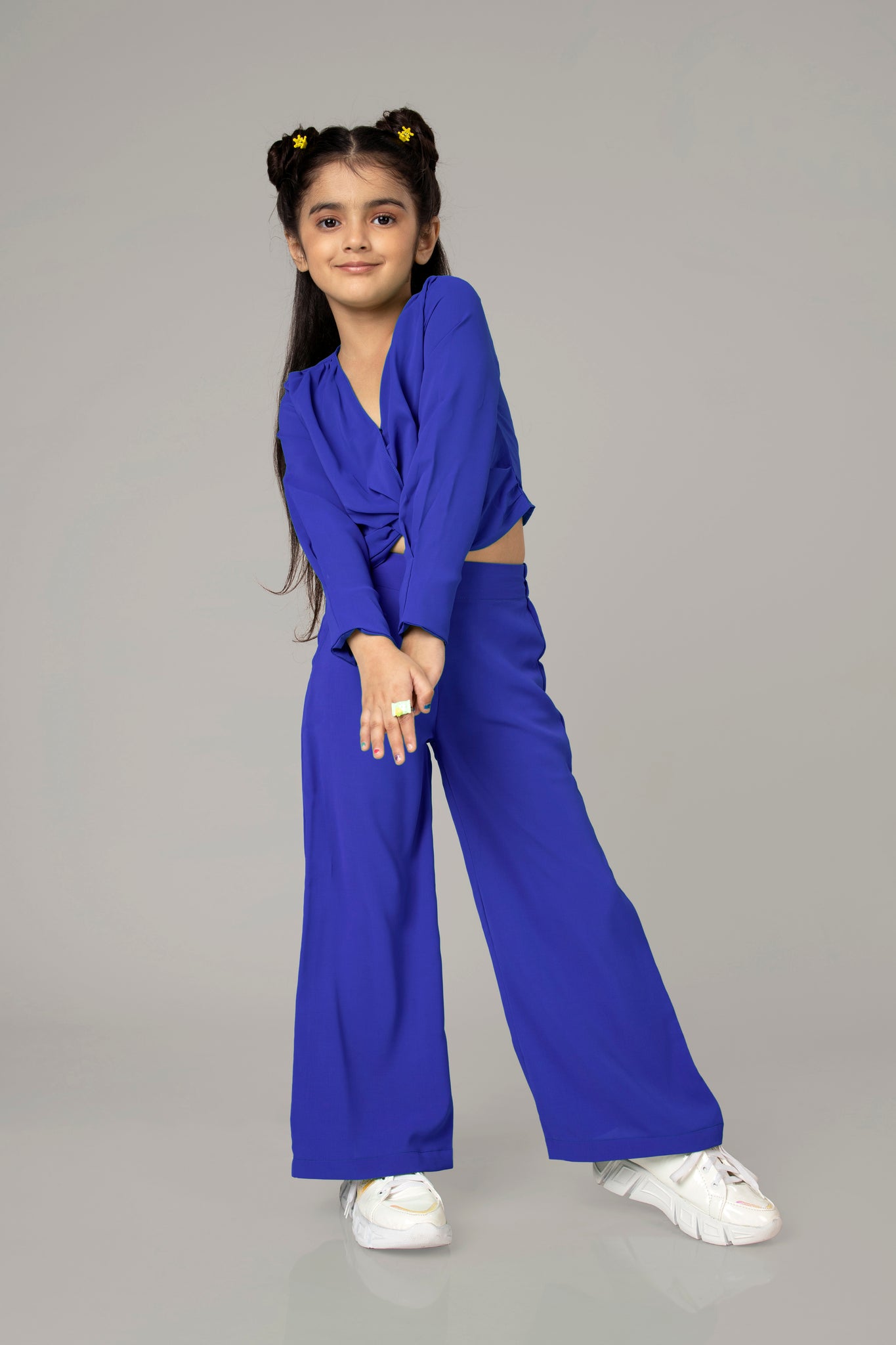 Royal Blue Twisted Knot Co-ord Set For Girls