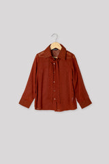 Tie-up Neck Spread Collar Shirt For Girls