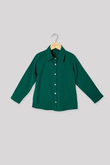 Pine Green Regular Fit Casual Shirt For Girls