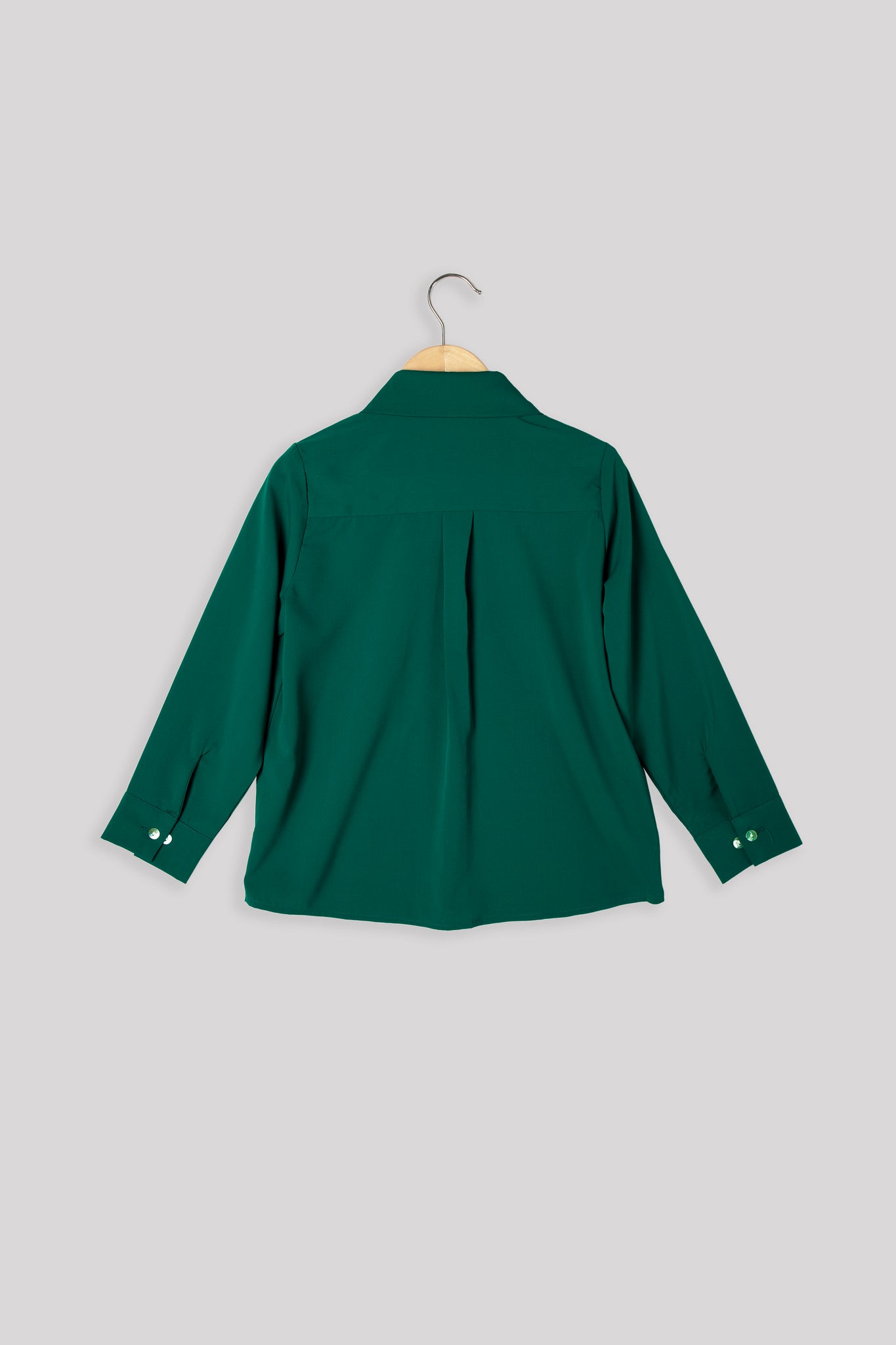 Pine Green Regular Fit Casual Shirt For Girls
