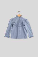 Ravine Frill Detail Yoke High Neck Shirt For Girls