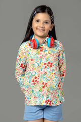 Floral Spread Collar Shirt For Girls