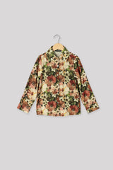 Floral Spread Collar Shirt For Girls
