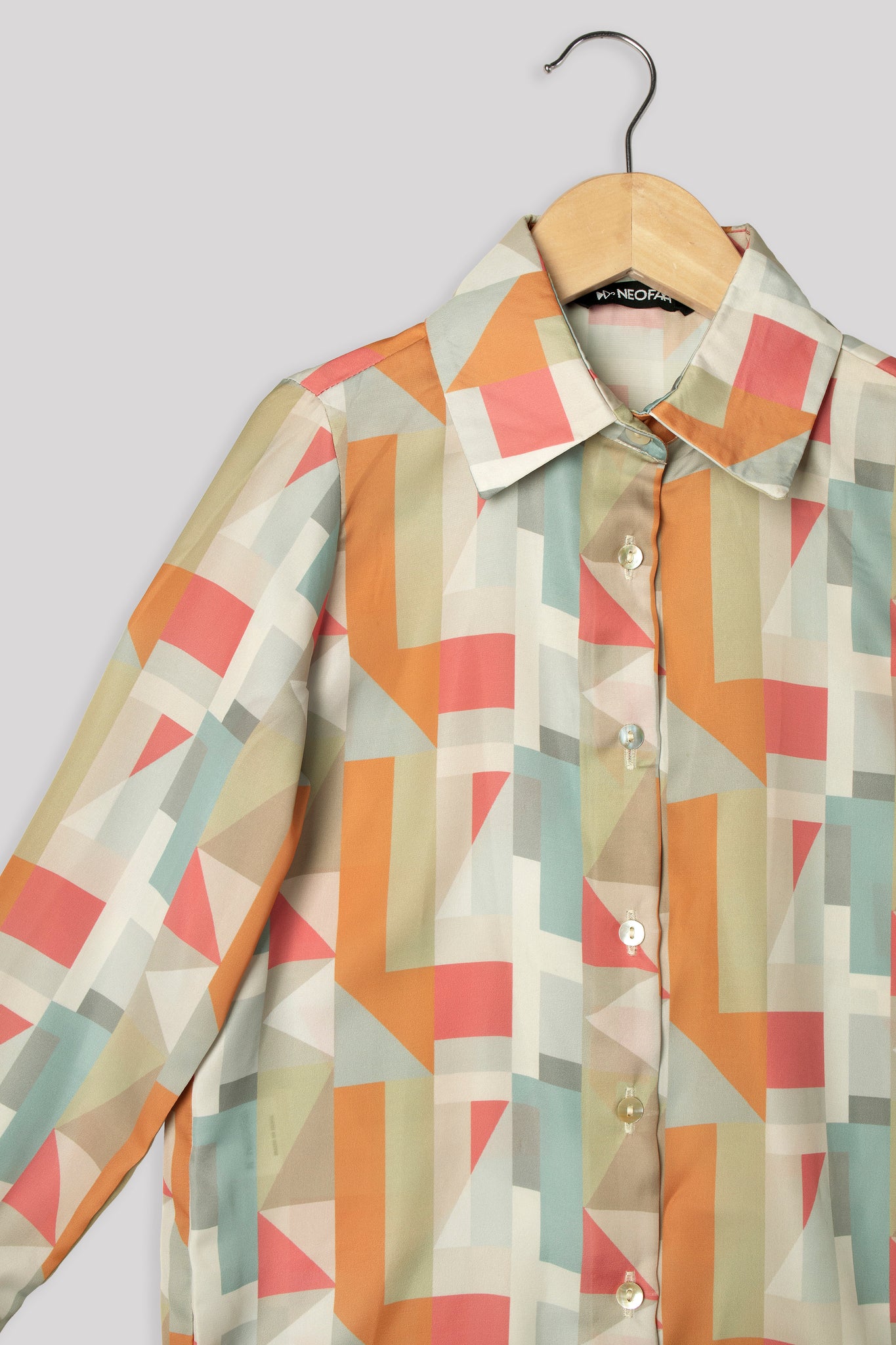 Abstract Spread Collar Shirt For Girls