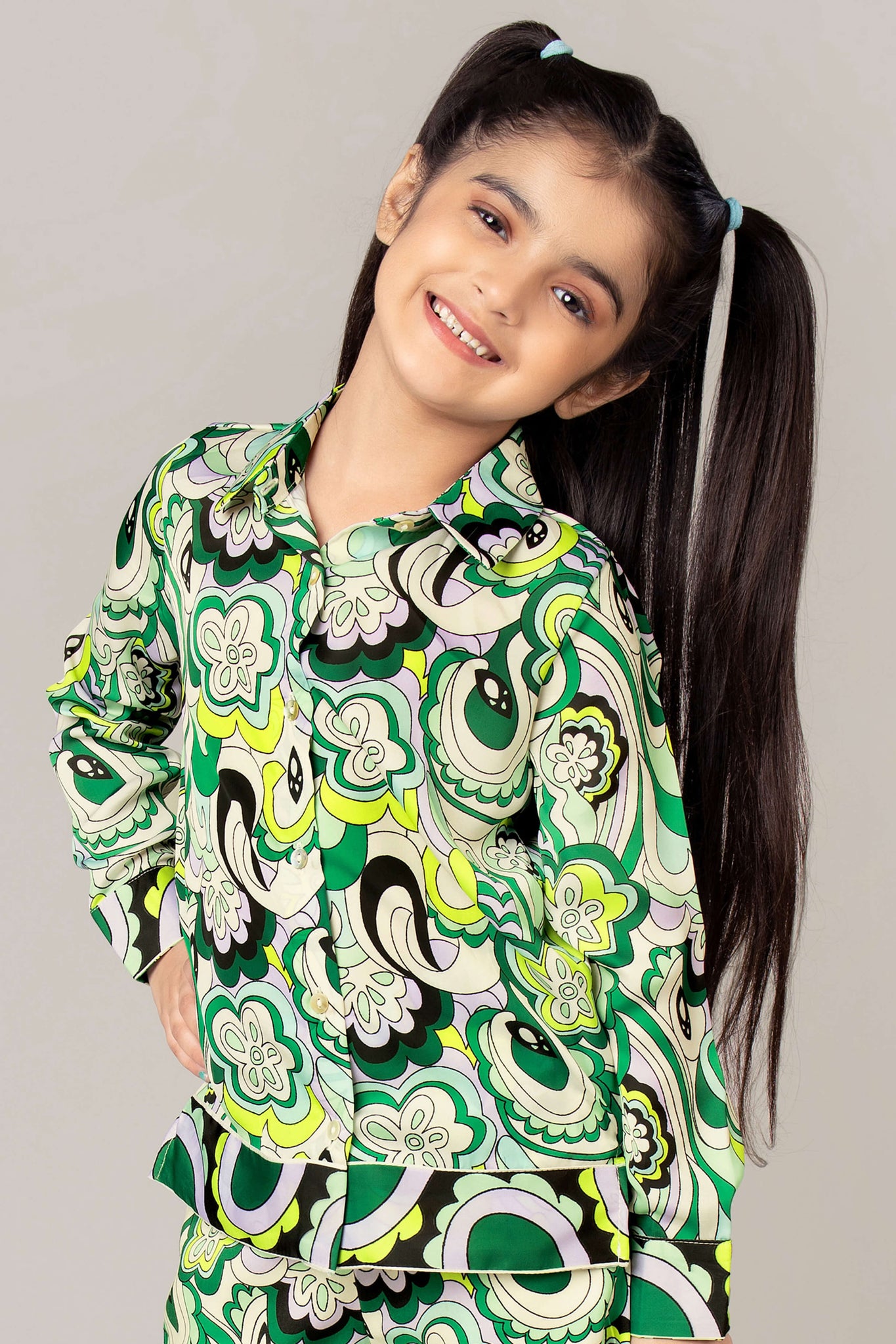 Abstract Collar Neck Shirt For Girls