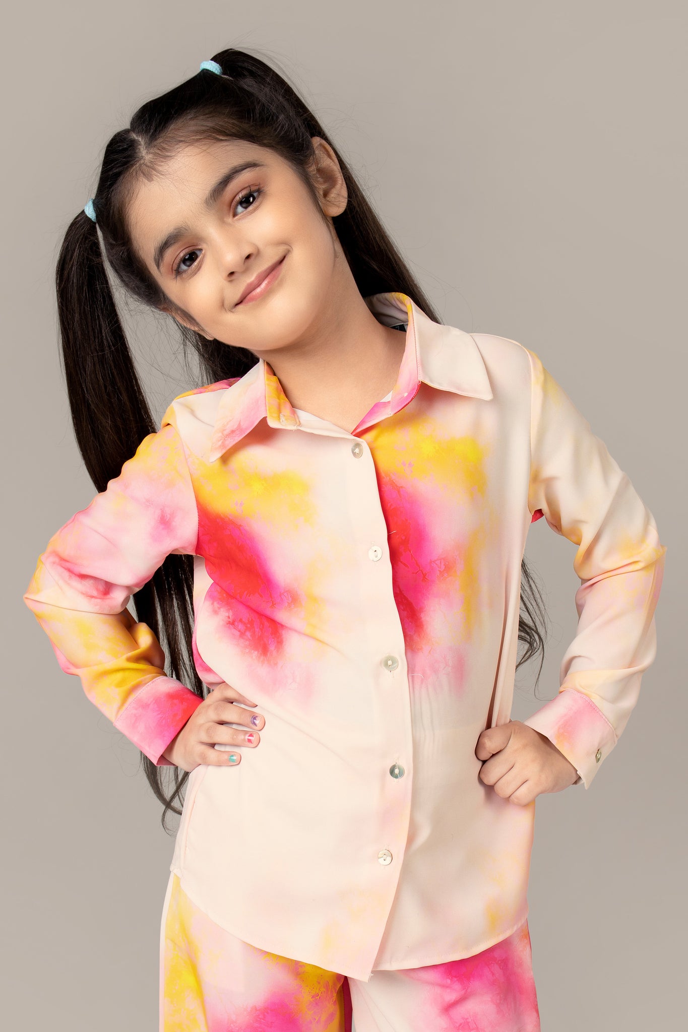 Tie And Dye Spread Collar Shirt For Girls