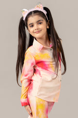 Tie And Dye Spread Collar Shirt For Girls
