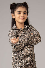 Snake Print Regular Fit Casual Shirt For Girls