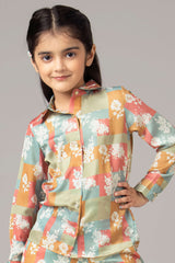 Floral Checks Regular Fit Shirt For Girls
