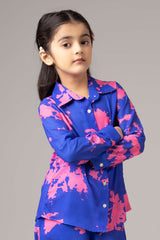 Tie And Dye Spread Collar Shirt For Girls