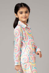 Spiral Lurex Regular Fit Casual Shirt For Girls