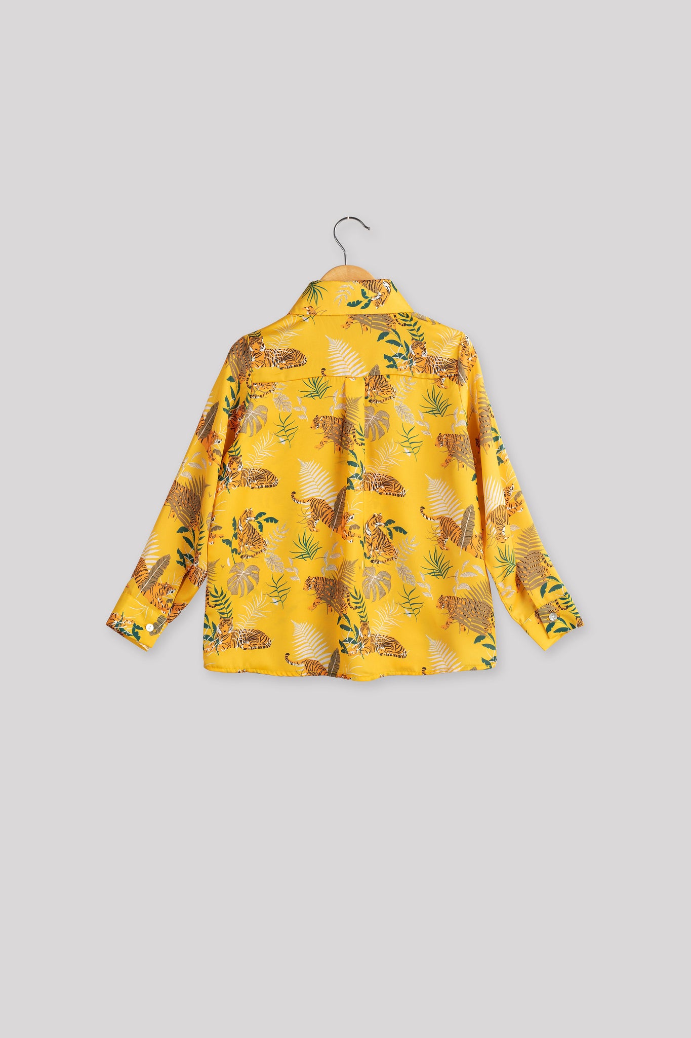Cyber Yellow Tiger Printed Shirt For Girls