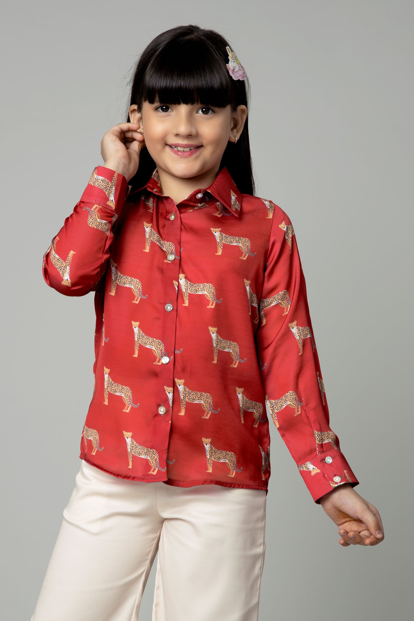 Red Leopard Print Shirt for Girls