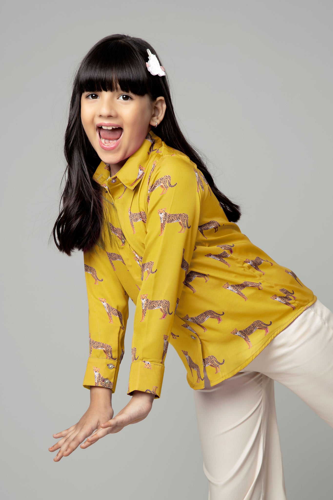 Yellow Leopard Print Shirt for Girls