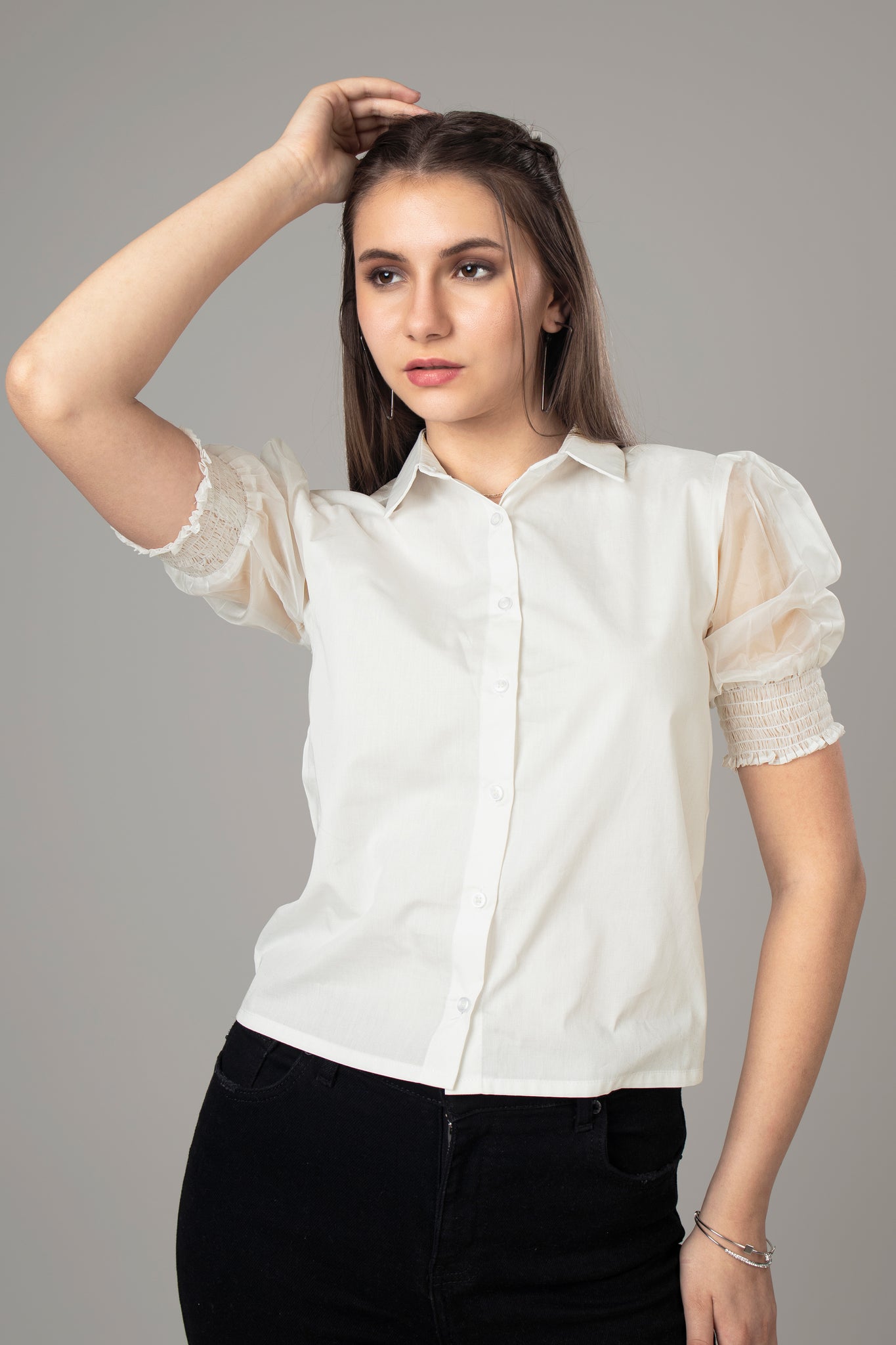 Casual Puff Sleeve Shirt For Women