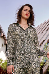 Snake Print Regular Fit Casual Shirt