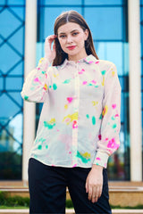 Tie & Dye Lurex Regular Fit Casual Shirt