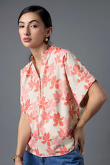 Floral Mandarin Collar Top