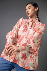Floral Tie Up Neck Top