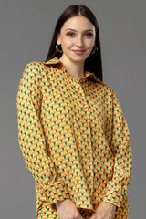 Lattice Regular Fit Spread Collar Shirt