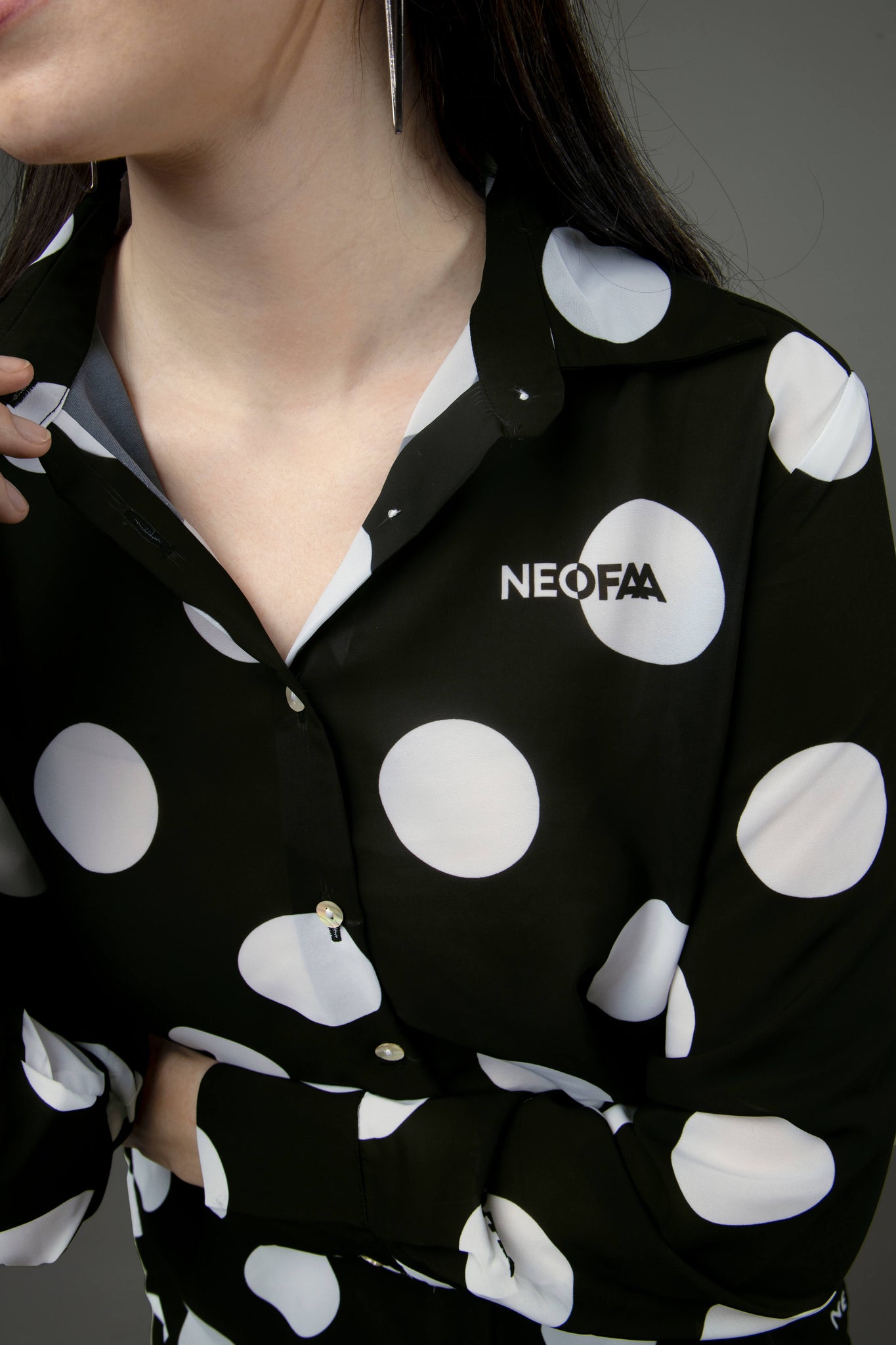 Polka Dots Collar Neck Flared Bottom Co-Ord Set