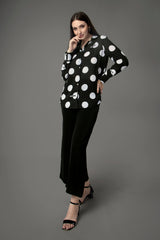 Polka Dots Collar Neck Flared Bottom Co-Ord Set