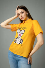 Quirky High Neck Back Button Top