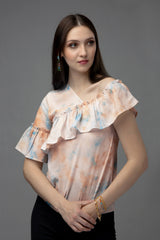 Tie Dye Printed Ruffle Top